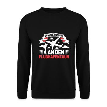 Planespotter Flugzeug Planespotting Flughafen - Unisex Pullover - Schwarz - Vorne - Alina (178cm) & Michal (187cm)
