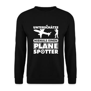 Planespotter Planespotting Flugzeug - Unisex Pullover - Schwarz - Vorne - Alina (178cm) & Michal (187cm)