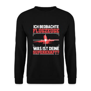 Planespotter Planespotting Flugzeug - Unisex Pullover - Schwarz - Vorne - Alina (178cm) & Michal (187cm)