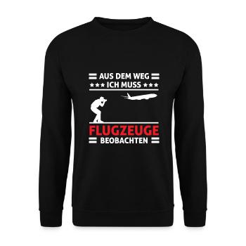 Planespotter Planespotting Flugzeug - Unisex Pullover - Schwarz - Vorne - Alina (178cm) & Michal (187cm)