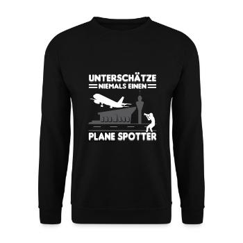 Planespotter Flugzeug Planespotting Flughafen - Unisex Pullover - Schwarz - Vorne - Alina (178cm) & Michal (187cm)