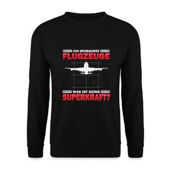 Planespotter Flugzeug Planespotting Flughafen - Unisex Pullover - Schwarz - Vorne - Alina (178cm) & Michal (187cm)