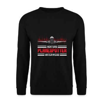 Planespotter Flugzeug Planespotting Flughafen - Unisex Pullover - Schwarz - Vorne - Alina (178cm) & Michal (187cm)