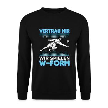 Vertrau mir wir W-Form Rückschlagspiel Faustball - Unisex Pullover - Schwarz - Vorne - Alina (178cm) & Michal (187cm)
