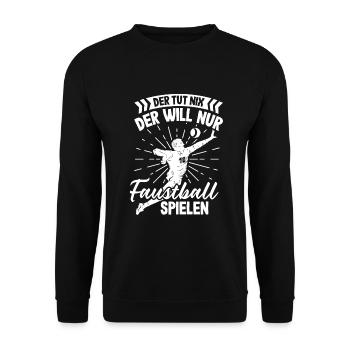 Der tut nix der will nur Faustball - Unisex Pullover - Schwarz - Vorne - Alina (178cm) & Michal (187cm)