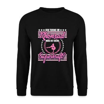 Ich turne im Rhönrad Rhönradturnerin Röhnrad - Unisex Pullover - Schwarz - Vorne - Alina (178cm) & Michal (187cm)