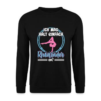 Ich mag halt einfach Rhönräder ok Turnen Rhönrad - Unisex Pullover - Schwarz - Vorne - Alina (178cm) & Michal (187cm)