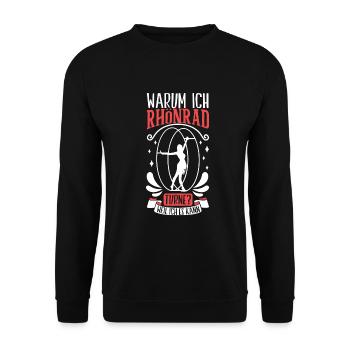 Warum ich Röhnrad turne | Rhönrad - Unisex Pullover - Schwarz - Vorne - Alina (178cm) & Michal (187cm)