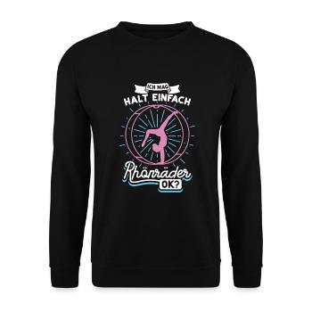 mag halt einfach Rhönräder ok | Rhönradturnerin - Unisex Pullover - Schwarz - Vorne - Alina (178cm) & Michal (187cm)