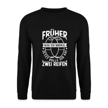Früher war ich normal Rhönradturnerin | Rhönrad - Unisex Pullover - Schwarz - Vorne - Alina (178cm) & Michal (187cm)