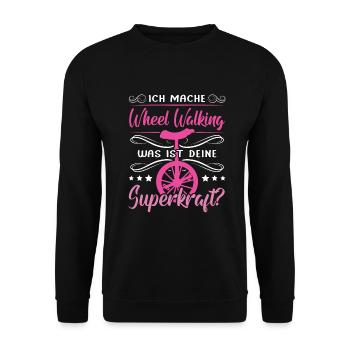 Ich mache Wheel Walking Einradfahrer | Einrad - Unisex Pullover - Schwarz - Vorne - Alina (178cm) & Michal (187cm)