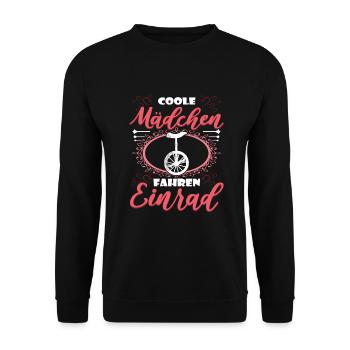 Einradfahrer Coole Mädchen fahren Einrad - Unisex Pullover - Schwarz - Vorne - Alina (178cm) & Michal (187cm)