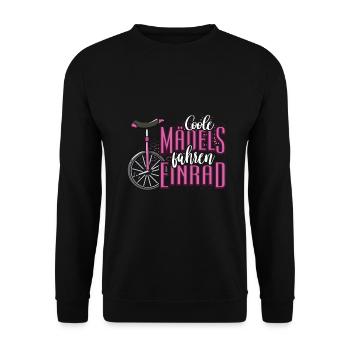 Coole Mädchen fahren Einrad Einradfahrer Fahrrad - Unisex Pullover - Schwarz - Vorne - Alina (178cm) & Michal (187cm)