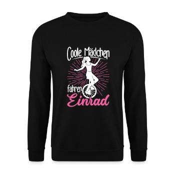 Coole Mädchen fahren Einrad - Unisex Pullover - Schwarz - Vorne - Alina (178cm) & Michal (187cm)