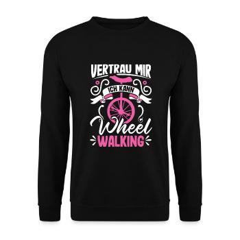Vertrau mir ich kann Wheel Walking Einrad - Unisex Pullover - Schwarz - Vorne - Alina (178cm) & Michal (187cm)