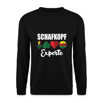 Schafkopf Experte Schafkopfkarten Bayern Watten - Unisex Pullover - Schwarz - Vorne - Alina (178cm) & Michal (187cm)