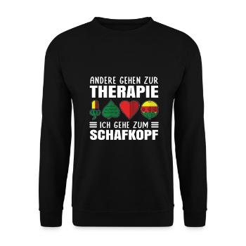 Others go to therapy I go to sheep's head - Unisex Sweatshirt - black - Front - Alina (178cm) & Michal (187cm)
