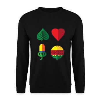 Spielkarten Bayrisch Kartenspiel Bayern Schafkopf - Unisex Pullover - Schwarz - Vorne - Alina (178cm) & Michal (187cm)