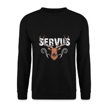 Servus Styria Bavaria Dirndl Women - Unisex Sweatshirt - black - Front - Alina (178cm) & Michal (187cm)