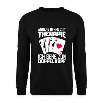 Others go to therapy I go to double head - Unisex Sweatshirt - black - Front - Alina (178cm) & Michal (187cm)