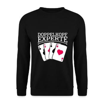 Card Game Double Head Expert Playing Cards - Unisex Sweatshirt - black - Front - Alina (178cm) & Michal (187cm)