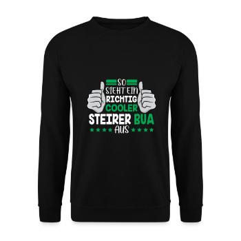 This is what a real Styrian Bua from Styria looks like - Unisex Sweatshirt - black - Front - Alina (178cm) & Michal (187cm)