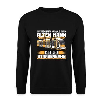 Straßenbahn Straßenbahnfahrer Tram Zug - Unisex Pullover - Schwarz - Vorne - Alina (178cm) & Michal (187cm)