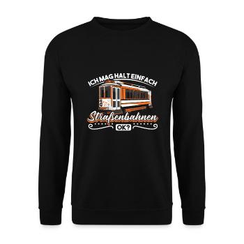 Straßenbahn Straßenbahnfahrer Tram Trambahn - Unisex Pullover - Schwarz - Vorne - Alina (178cm) & Michal (187cm)
