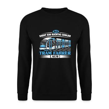 Straßenbahn Straßenbahnfahrer Tram Trambahn - Unisex Pullover - Schwarz - Vorne - Alina (178cm) & Michal (187cm)