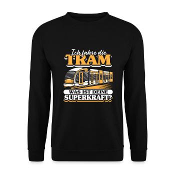 Straßenbahn Straßenbahnfahrer S-Bahn - Unisex Pullover - Schwarz - Vorne - Alina (178cm) & Michal (187cm)