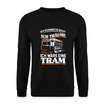 Straßenbahn Straßenbahnfahrer Tram Trambahn - Unisex Pullover - Schwarz - Vorne - Alina (178cm) & Michal (187cm)