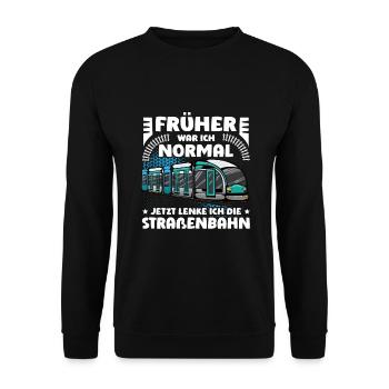 Straßenbahn Straßenbahnfahrer Tram Trambahn - Unisex Pullover - Schwarz - Vorne - Alina (178cm) & Michal (187cm)