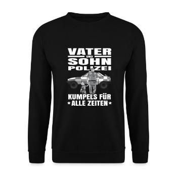 Polizei Papa Sohn Partnerlook - Unisex Pullover - Schwarz - Vorne - Alina (178cm) & Michal (187cm)