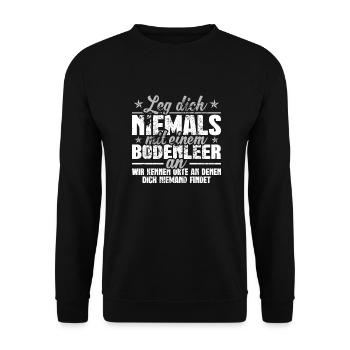 Bodenleger Wir kennen Orte Mosaikleger - Unisex Pullover - Schwarz - Vorne - Alina (178cm) & Michal (187cm)