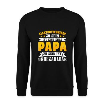 Elektrotechniker Papa Vatertag - Unisex Pullover - Schwarz - Vorne - Alina (178cm) & Michal (187cm)