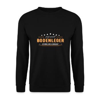 Bodenleger mit Leidenschaft Mosaikleger - Unisex Pullover - Schwarz - Vorne - Alina (178cm) & Michal (187cm)