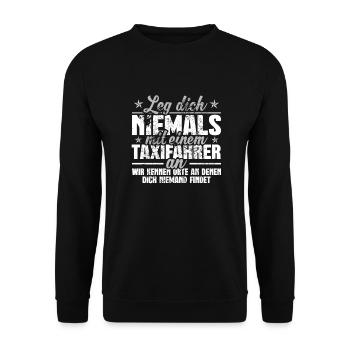 Taxifahrer - Unisex Pullover - Schwarz - Vorne - Alina (178cm) & Michal (187cm)