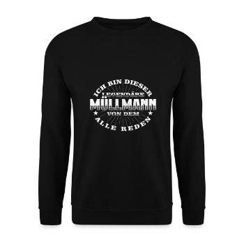 Müllmann Legendärer Müllwerker - Unisex Pullover - Schwarz - Vorne - Alina (178cm) & Michal (187cm)
