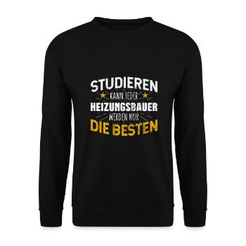 Heizungsbauer - Unisex Pullover - Schwarz - Vorne - Alina (178cm) & Michal (187cm)