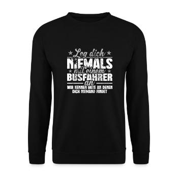 Busfahrer Bus - Unisex Pullover - Schwarz - Vorne - Alina (178cm) & Michal (187cm)