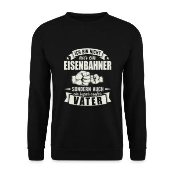Eisenbahner Vater Papa Vatertag Schaffner - Unisex Pullover - Schwarz - Vorne - Alina (178cm) & Michal (187cm)