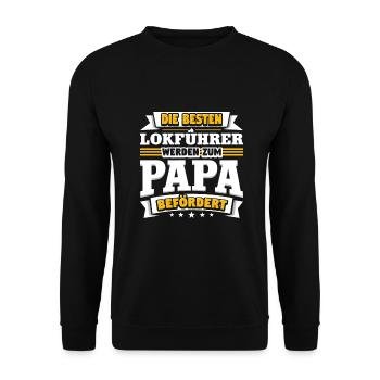 Lokführer werden zum Papa befördert - Unisex Pullover - Schwarz - Vorne - Alina (178cm) & Michal (187cm)