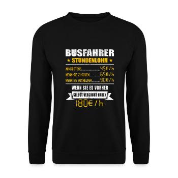 Busfahrer Stundenlohn Reisebus - Unisex Pullover - Schwarz - Vorne - Alina (178cm) & Michal (187cm)