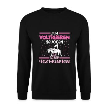 Voltigieren Volti Voltigier Pferde Pferdemädchen - Unisex Pullover - Schwarz - Vorne - Alina (178cm) & Michal (187cm)