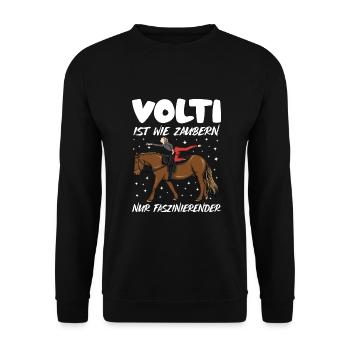 Voltigieren Volti Voltigier Pferde Pferdemädchen - Unisex Pullover - Schwarz - Vorne - Alina (178cm) & Michal (187cm)