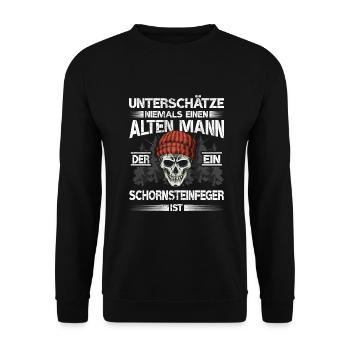 Schornsteinfeger Alter mann Kaminkehrer - Unisex Pullover - Schwarz - Vorne - Alina (178cm) & Michal (187cm)