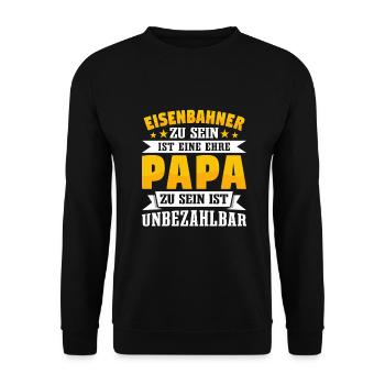 Eisenbahner Papa Vatertag - Unisex Pullover - Schwarz - Vorne - Alina (178cm) & Michal (187cm)