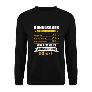 Kanalbauer Stundenlohn Tiefbauer - Unisex Pullover - Schwarz - Vorne - Alina (178cm) & Michal (187cm)