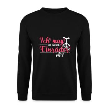 Ich mag halt einfach Einräder - Unisex Pullover - Schwarz - Vorne - Alina (178cm) & Michal (187cm)