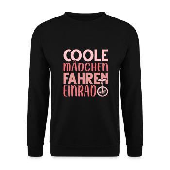 Unicycle Coole Mädchen fahren Einrad - Unisex Pullover - Schwarz - Vorne - Alina (178cm) & Michal (187cm)